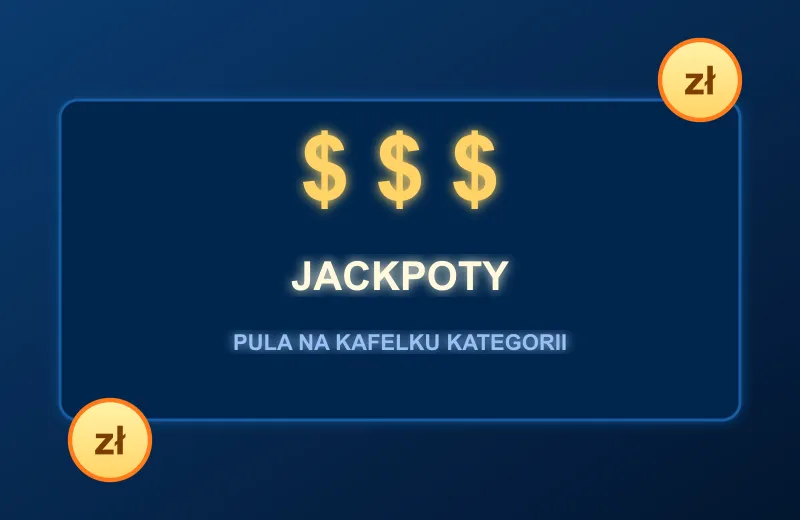 Neonowe symbole dolara i napis Jackpoty – pula na kafelku kategorii AMPM Casino